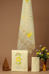 New Elegant Hand Block Printed Cotton Suit With Organza Dupatta(BFOR49)